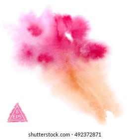 Vector watercolor blot. Hand drawn blot on white background for your design. Save the Date, postcard, banner, logo.
