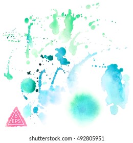 Vector watercolor blot. Hand drawn blot on white background for your design. Save the Date, postcard, banner, logo.