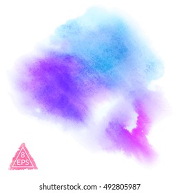 Vector watercolor blot. Hand drawn blot on white background for your design. Save the Date, postcard, banner, logo.