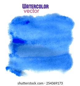 Vector watercolor blue abstract square shape with soft edges