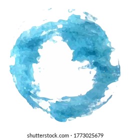 acuarela vectorial, círculo azul sobre fondo blanco, ilustración stock para diseño y decoración, banner, plantilla, postal, tarjeta.