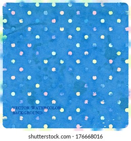 Vector watercolor blue dotted background