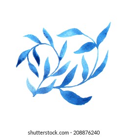vector watercolor blue gzel leaf background. business identity template for card, brochure, booklet, envelope, presentation, visualization, branding.