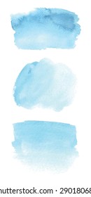 Vector watercolor blue hand drawn blot.  Trendy texture for logo design, logotype, poster, flyer, banner, postcard, business card, invitation Save the date and icon. Abstract background