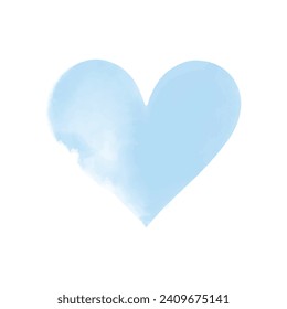 Vector watercolor blue heart shape art hand-painted isolated
