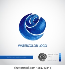 vector watercolor blue logo 