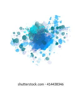 Vector watercolor. Blue watercolor splashes drops and blot. Transparent shades and pure colors. watercolor vector splatter. 