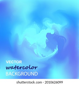 Vector watercolor blue square background.