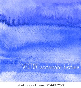Vector watercolor blue texture. Hand drawn.