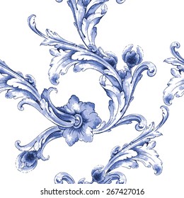 Vector watercolor blue texture pattern.Seamless pattern can be used for wallpaper,pattern fills,web page background,surface textures