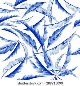 Vector watercolor blue texture pattern.Watercolor floral pattern.Seamless pattern can be used for wallpaper,pattern fills,web page background,surface textures