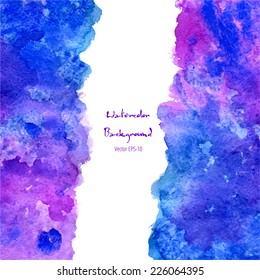 vector watercolor blue and violet grunge background with vertical center copy space