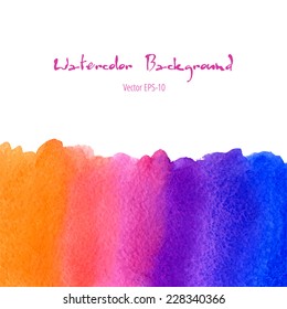 vector watercolor blue, violet, pink and orange gradient background with upper copy space