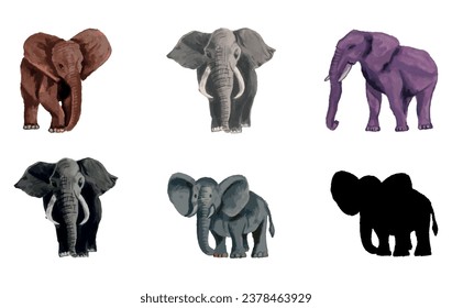 vector watercolor boho elephant wildlife animal