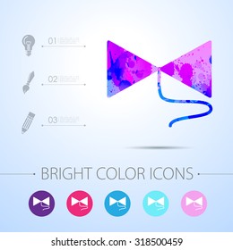 Vector watercolor bow on string icon with infographic elements 