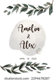 vector watercolor branches leaves background for invitations