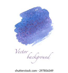 Vector watercolor bright background with texture and effects in purple blue color