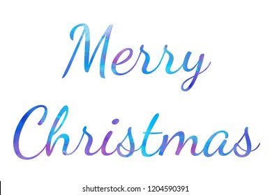 Vector watercolor Bright Merry Christmas brush lettering text on white background