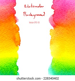 vector watercolor bright rainbow gradient background with vertical copy space in yellow, orange, pink and green colors