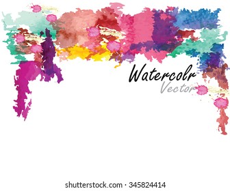 Vector watercolor brush hand design purple and blue color,for background 