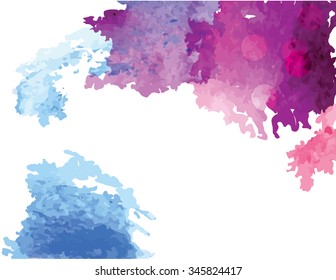 Vector watercolor brush hand design purple and blue color,for background 