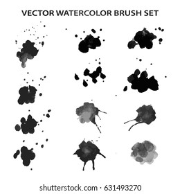 Vector watercolor brush set