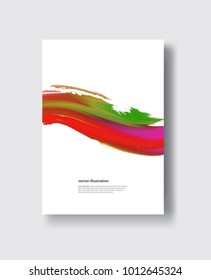 Vector watercolor brush stroke banner. Varnish splash wave line trace. Abstract shape color oil paint smear poster on white background.