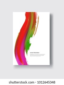 Vector watercolor brush stroke banner. Varnish splash wave line trace. Abstract shape color oil paint smear poster on white background.