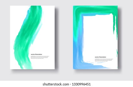 Vector watercolor brush stroke banner. Varnish splash line trace. Abstract shape color oil paint smear poster on white background.