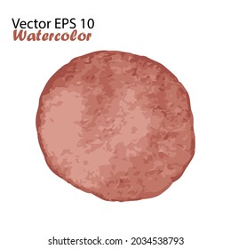 Vector Watercolor Brush Stroke Splash Circle in Brown Color. Handmade design element. Hand Painted watercolour Dot