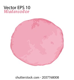 Círculo de roca de broca de coloración de agua vectorial en color de ondulación rosa. Elemento de diseño hecho a mano. Punto de acuarela pintada a mano