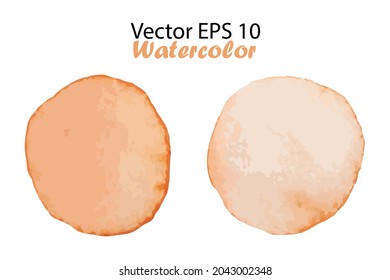 Vector Watercolor Brush Stroke Splash Circle. Handmade design element in orange color. Hand Painted watercolour Dot