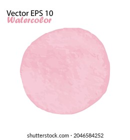 Círculo de roca de broca de coloración de agua vectorial en color de ondulación rosa. Elemento de diseño hecho a mano. Punto de acuarela pintada a mano