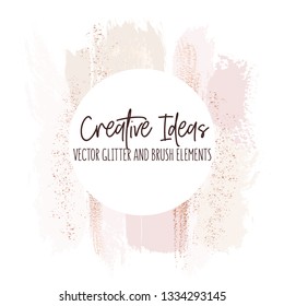 Vector watercolor brush strokes creative template. Moedrn wedding cards with marble texture and gold. Abstract design for cover, banner, invitation, card Branding and identity Vector illustration