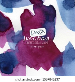 Vector Watercolor brushstrokes background in blue and purple colors
