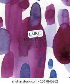 Vector Watercolor brushstrokes background in blue and purple colors