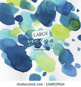 Vector watercolor brushstrokes background in blue and teal palette