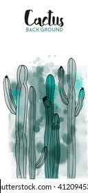 Vector watercolor cactus background