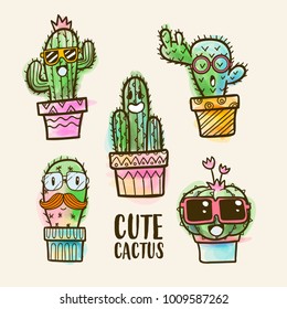 vector watercolor cactus collections, vector cactus set, watercolor cactus, succulent vector set