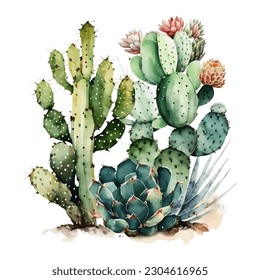 vector watercolor cactus texture elegant