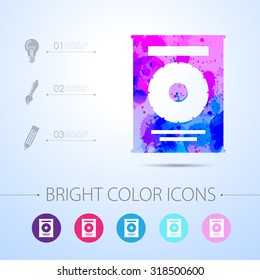Vector watercolor canned pineapple bottle with infographic elements 