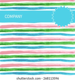 vector watercolor card with stripes