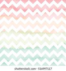Vector Watercolor Chevron Background. Hand drawn Zigzag colorful background.