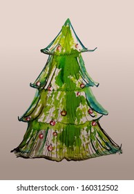 Vector Watercolor Christmas Tree