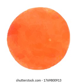 Vector watercolor, circle of orange on a white background, stock illustration for design and decor, banner, template, postcard, card.