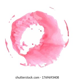 Vector watercolor, circle of pink color on a white background, stock illustration for design and decor, banner, template, postcard, card.