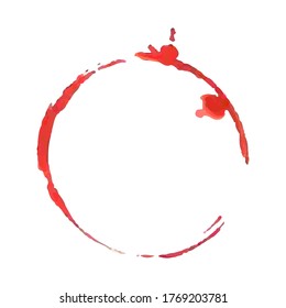 Vector watercolor circle of red color on a white background, stock illustration for design and decor, banner, template, postcard, card.