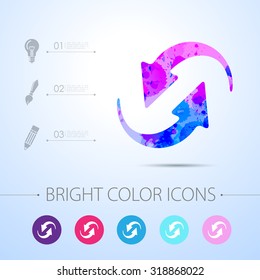 Vector watercolor circle round arrows for business, diagram with infographic elements 