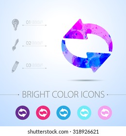 Vector watercolor circle round arrows for business, diagram with infographic elements 
