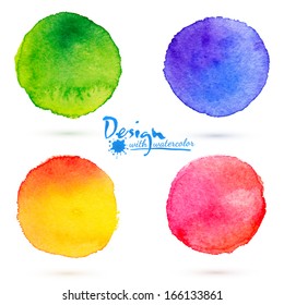 Vector watercolor circle splashes set